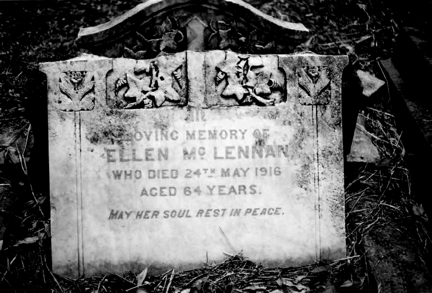 Photo of headstones/Ellen McLennan nee McKenna d1916 hdstn South Grafton cem